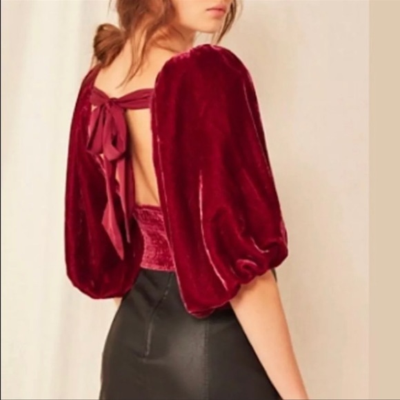 Free People Marie Velvet Open Back Top in Queen Pomegranite Size XL - Picture 5 of 13